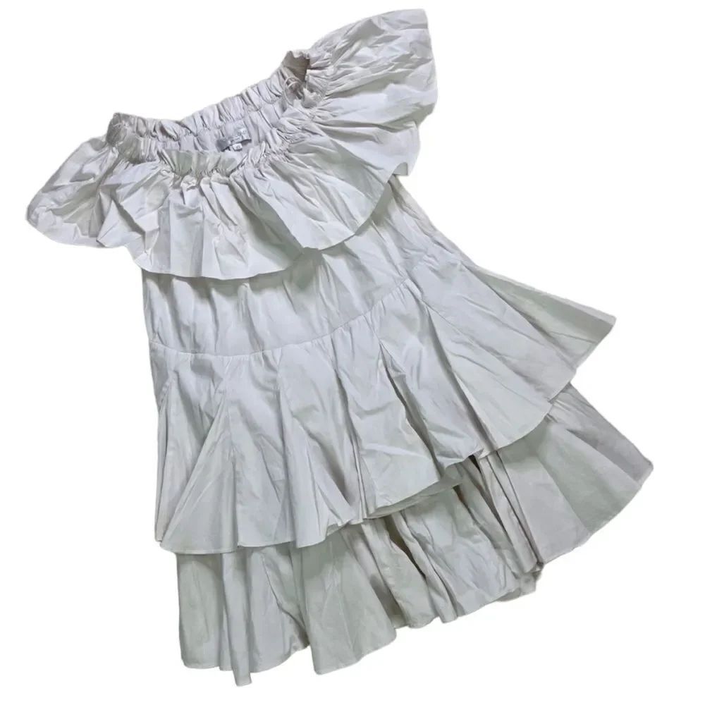 Caroline Constas White Off The Shoulder Ruffled Mini Dress